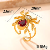 Gothic Spider Stainless Steel Ring – Sparkling Rhinestone Spider Band, Edgy Punk Style Adjustable Ring for Women