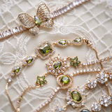 Original Olive Green Zircon Bracelet – Vintage Inspired Dainty Micro-Pave Jewelry, Unique Minimalist Design