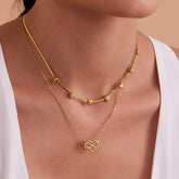 Infinity Heart Pavé Necklace & Bracelet – Dainty Layered Chains, PVD Gold Stainless Steel
