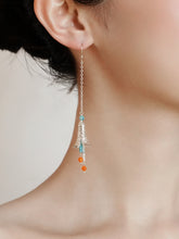 Original Boho Blue Trumpet Flower Earrings