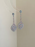 Pink blue contrast rattan earring