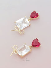 Crystal Heart Bow Earrings
