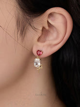 Crystal Heart Bow Earrings