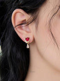 Ruby Heart Wing Earrings