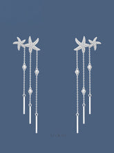 Silver Starfish Tassel Earrings