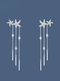 Silver Starfish Tassel Earrings