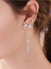 Silver Starfish Tassel Earrings