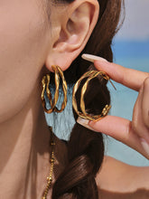 Twist Double Layer Color Block Hoop Earrings – Minimalist Stainless Steel Fashion Earrings