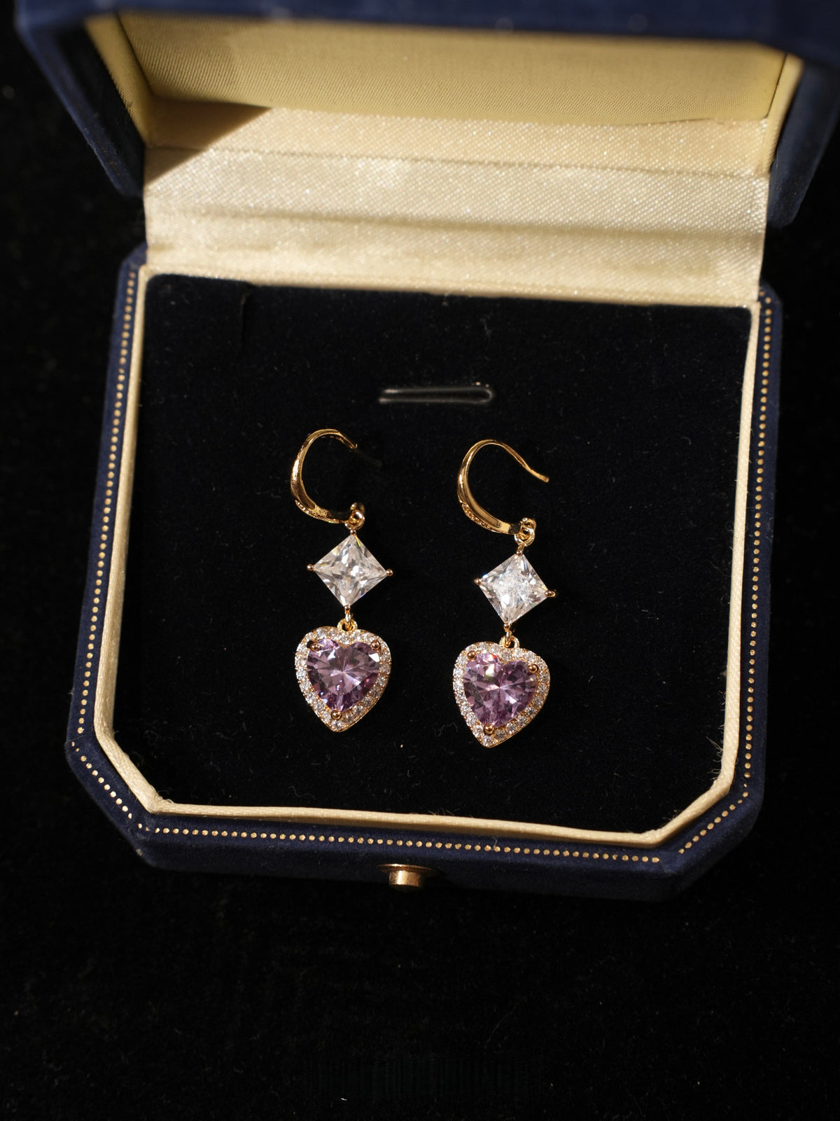 Lavender Ball Heart Earrings