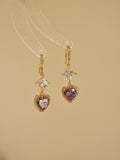 Lavender Ball Heart Earrings