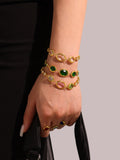 18K Gold Plated Stainless Steel Crystal Glass Bracelet – Elegant Oval Cut, Color Retaining Jewelry