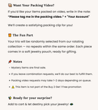 3 Random 18K Real Gold Plated Stainless or Titanium Steel pieces -  “Drop your lucky number! If the wheel lands on your number, you’ll get an extra mystery bag for free.”