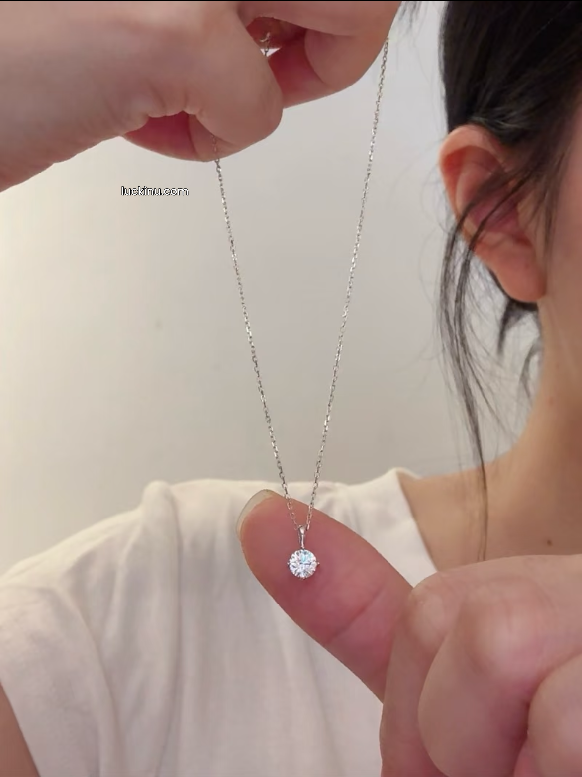 925 Silver Dainty Solitaire Necklace