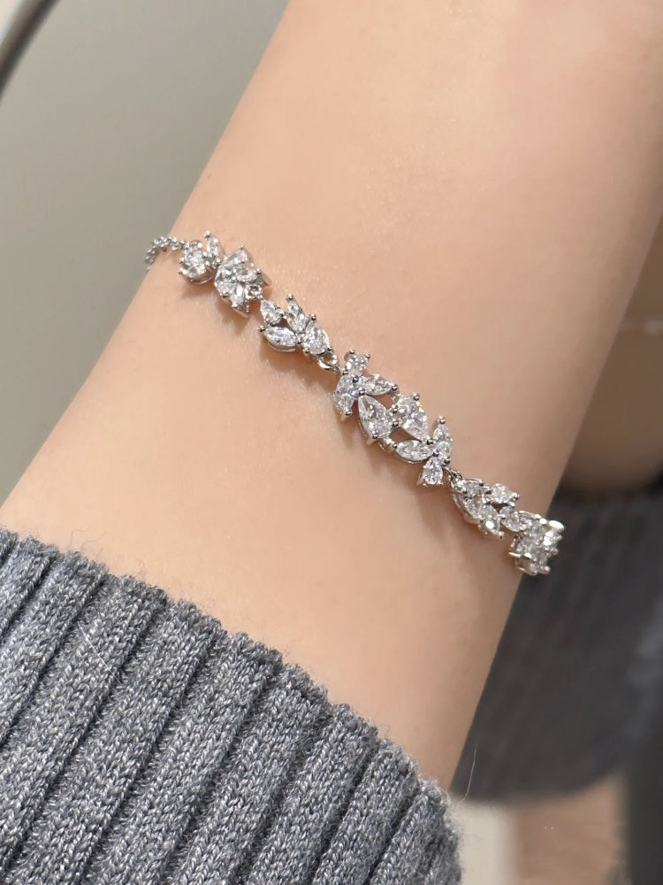Solid Sterling Silver Wisteria Flower Bracelet