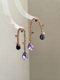 Amethyst hanging curtain earring