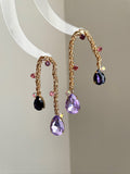 Amethyst hanging curtain earring