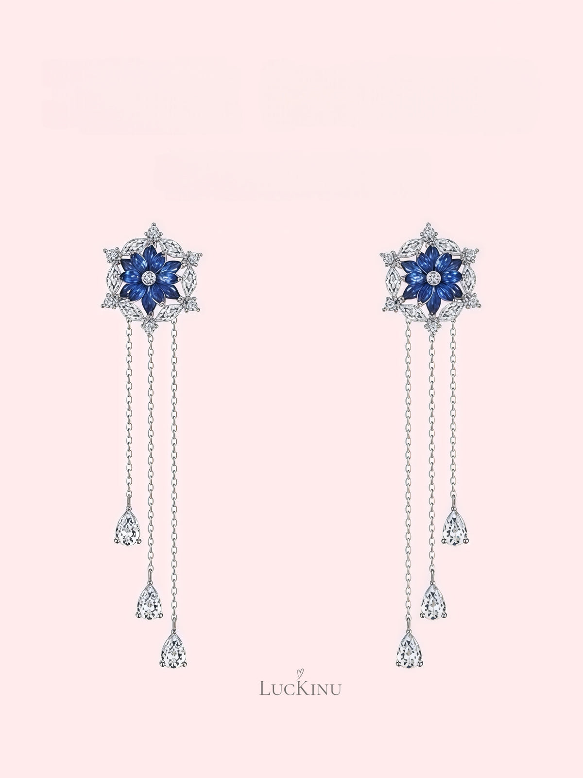 Blue Lotus Tassel Earrings