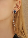 Blue Lotus Tassel Earrings