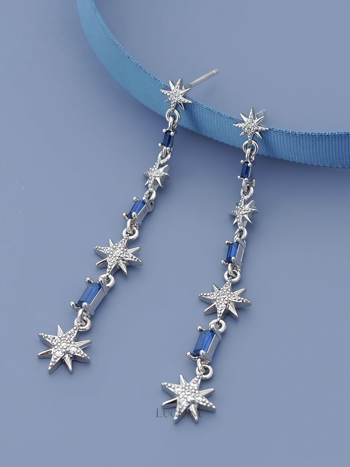 Blue Galaxy Tassel Earrings