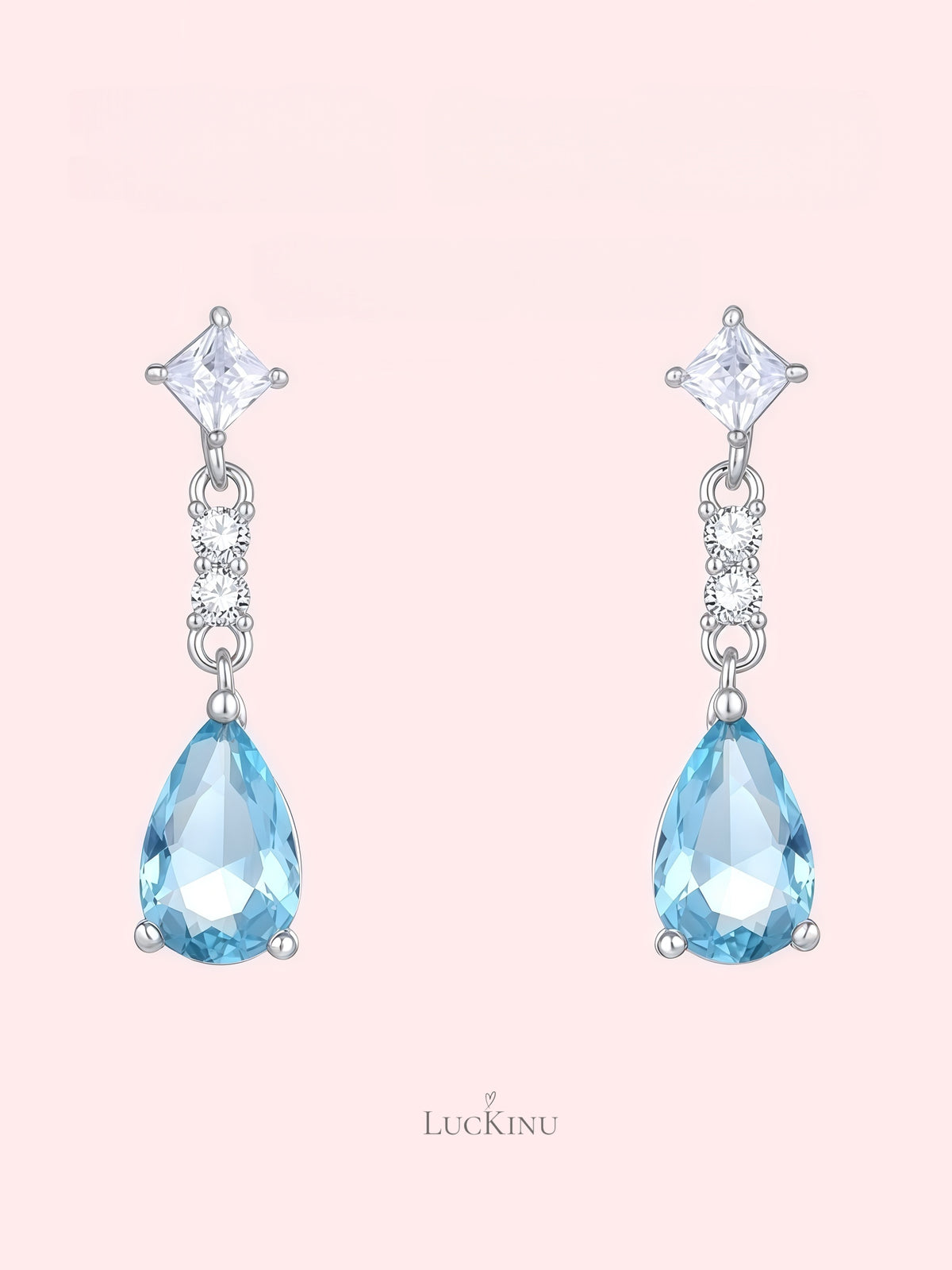 Dainty Mist Blue Teardrop Earrings