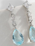 Dainty Mist Blue Teardrop Earrings