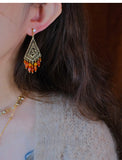 Red Stone of luck Earrings Gypsy Bohemian