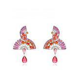 Chinese Fan Luxury Stud Drop Earrings
