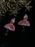 Chinese Fan Luxury Stud Drop Earrings