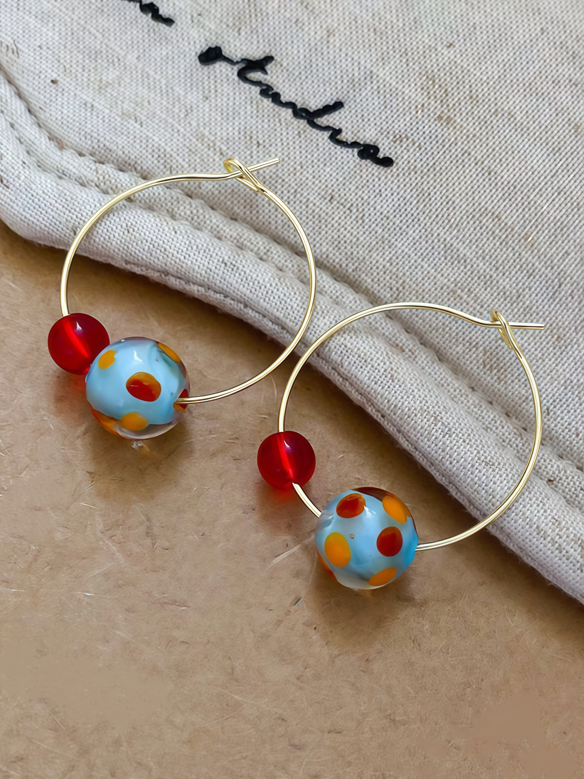 Colorful Resin Ball Hoop Earrings