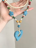 Dopamine Volcanic Stone Blue Heart Necklace