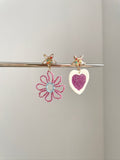 Dopamine rose red love flower earring