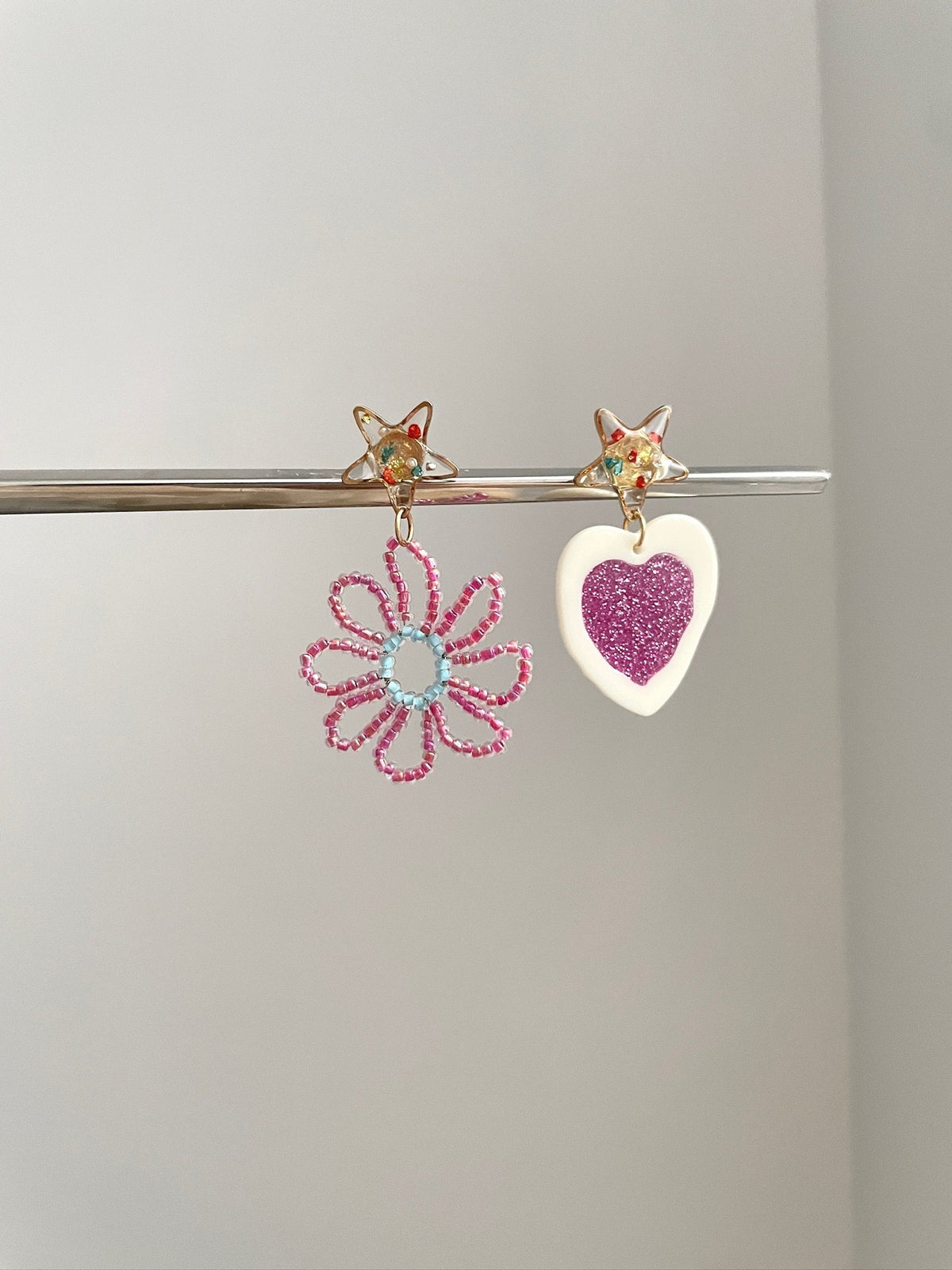 Dopamine rose red love flower earring