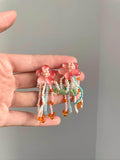 Glazed flower tassels earring