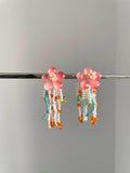Glazed flower tassels earring