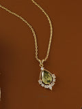 Olive Glow Teardrop Necklace