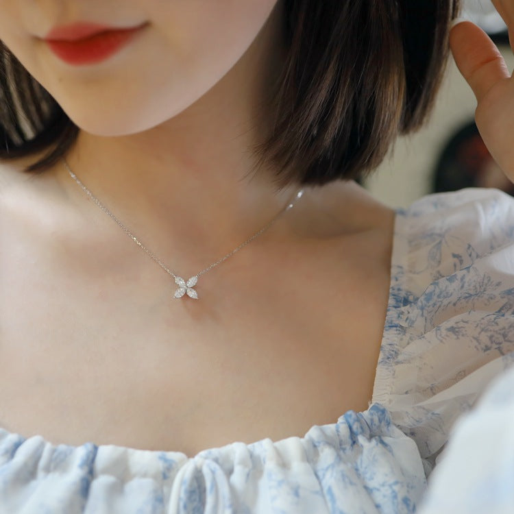 flower silver necklace