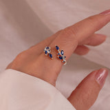 Blue Sapphire Ring 925 Sterling Silver Something Blue Rings Leaf Adjustable Everyday Jewelry, September Birthstone Personalized Gift