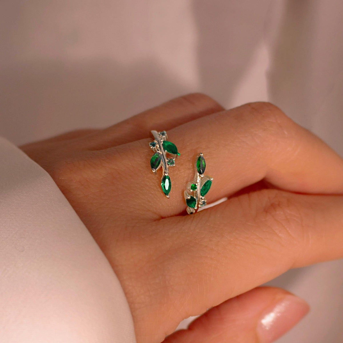 Emerald Sterling Silver Ring Best Gift Resizable Rings May Birthstone Emerald 925 Sterling Silver Adjustable