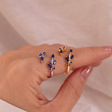 Blue Sapphire Ring 925 Sterling Silver Something Blue Rings Leaf Adjustable Everyday Jewelry, September Birthstone Personalized Gift