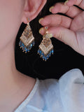 Miao Girl Bohemian Crystal Tassel Statement Earrings