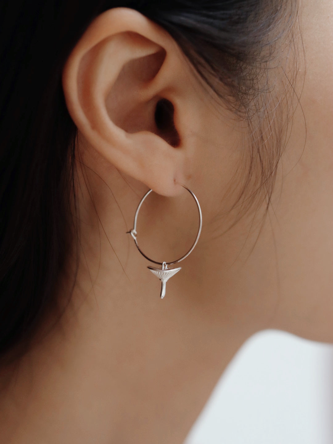 Mushroom Nature-Inspired Silver Earring