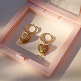 heart charm hoop earrings