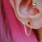 Star Chain Double Piercing Stud