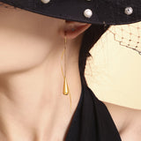 Water Drop Tassel Earrings – Minimalist Luxury Stainless Steel Threader Drops