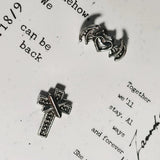 Dark Cross Wing Ear Stud 925 Sterling Silver