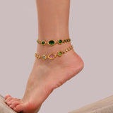 18K Gold Plated Stainless Steel Crystal Glass Bracelet – Elegant Oval Cut, Color Retaining Jewelry