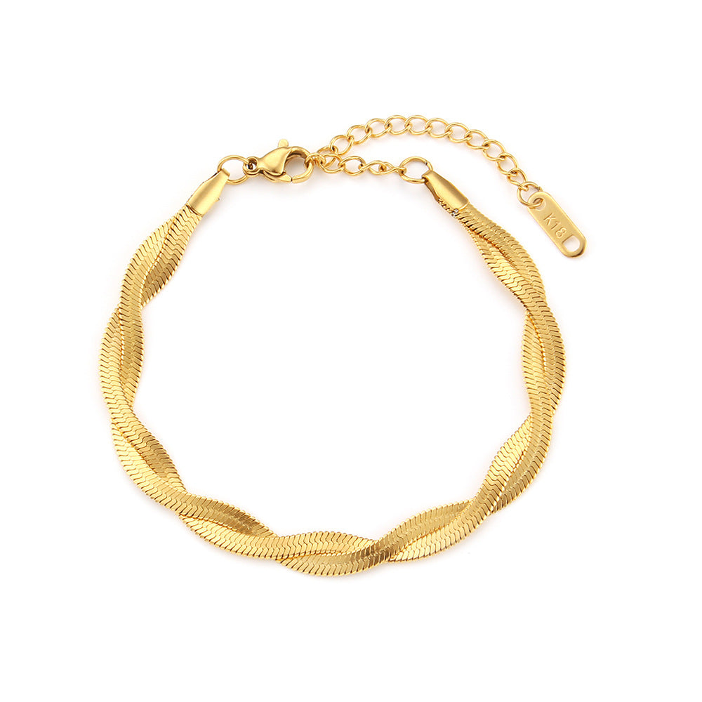 Double-Strand Fishbone Chain Necklace