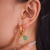 Resin Flower Agate Hoop Earrings – Fresh Forest Style Stainless Steel Ear Cuffs, Non-Tarnish Cute Jewelry