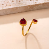 Colorful Heart Open Ring for Women – Stainless Steel Adjustable Zircon Ring, Dainty Titanium Steel Jewelry