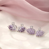 Midsummer Night’s Dream Collection – Vintage Swan Jewelry with Sparkling Purple Zircon (Stud Earrings, Ear Cuff, Necklace, Bracelet)